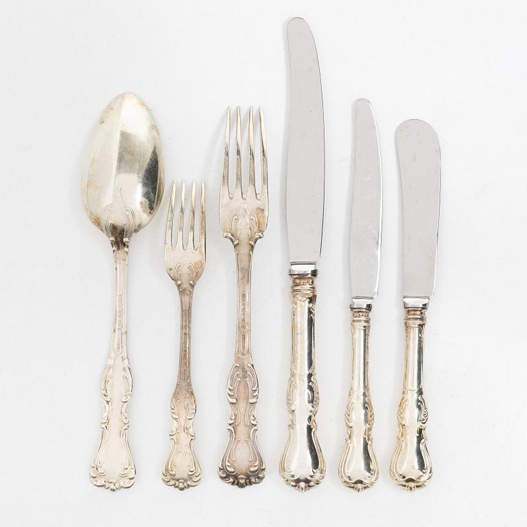 A Swedish silver cutlery set, "Prince Albert", GAB and CG Hallberg, Stockholm and Eskilstuna, 1950s-70s (66 pieces).