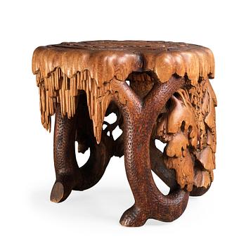 Knut Fjaestad, A Knut Fjaestad Art Nouveau sculptured pine table, Sweden ca 1900.