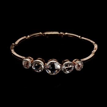 ARMBAND, förgyllt silver, fasettslipade bergskristaller, Sovjetunion/Leningrad 1958-68.