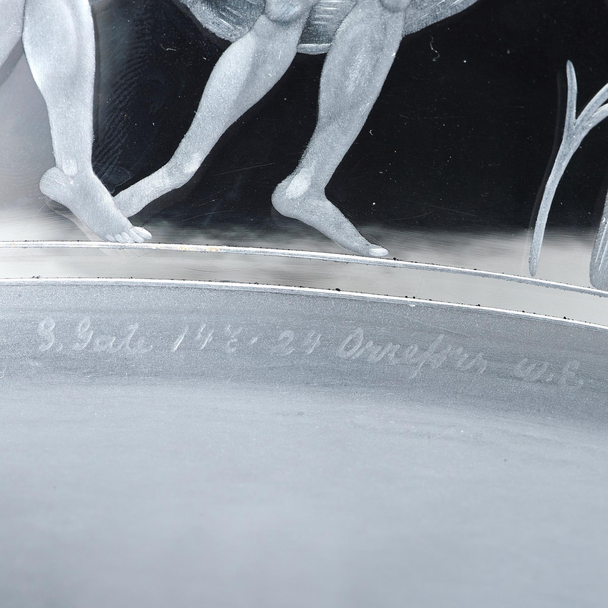 Simon Gate, skål med underfat, Orrefors 1924, modell 147.