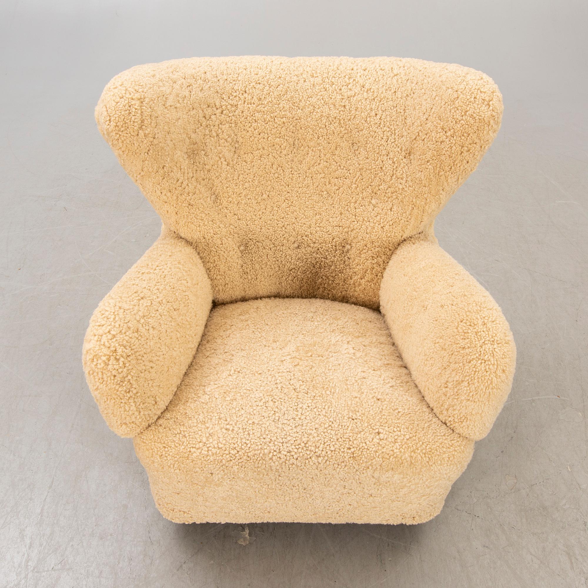 A Danish lambskin 1940s armchair.