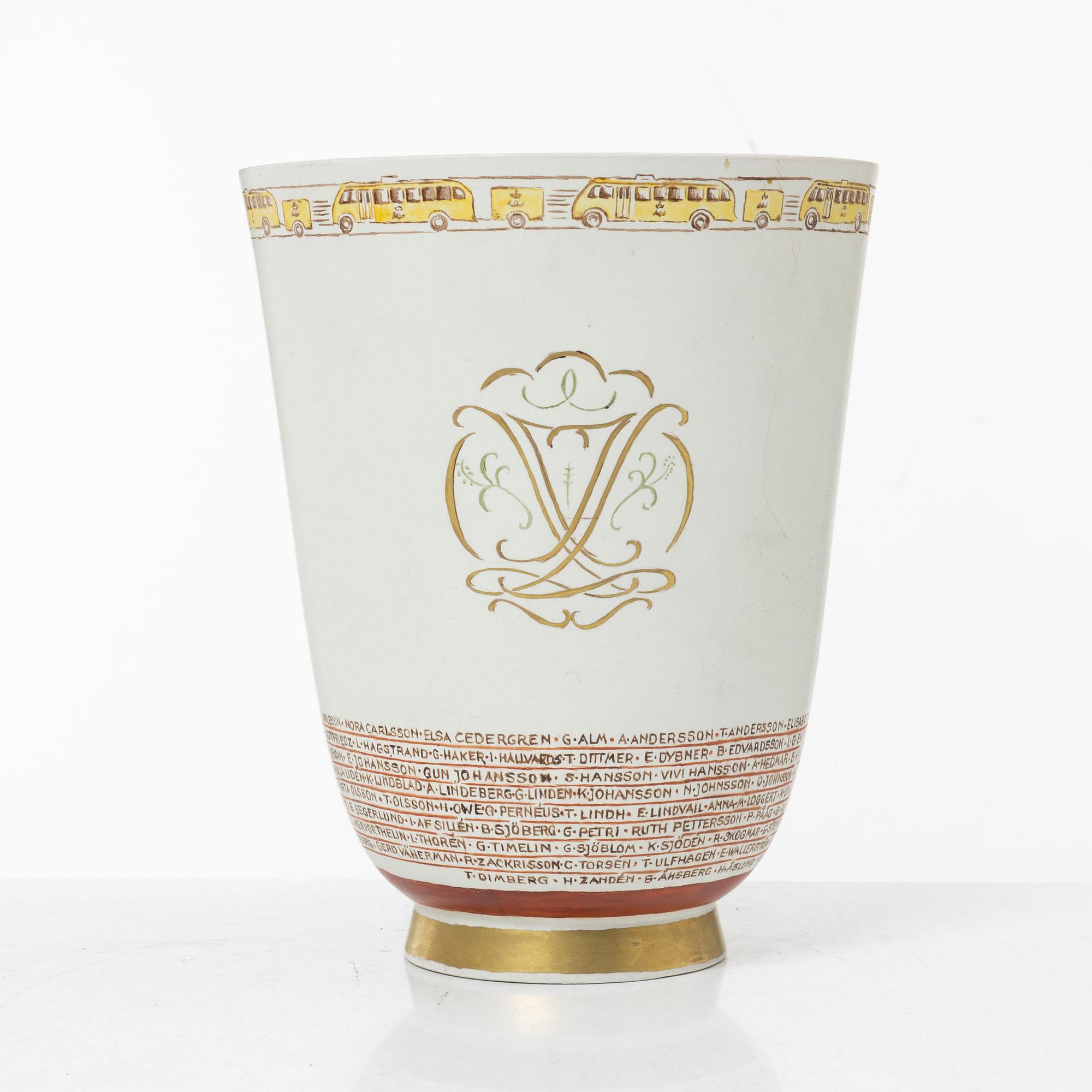 Wilhelm Kåge, vas, stengods, "Carrara", Gustavsberg 1952.