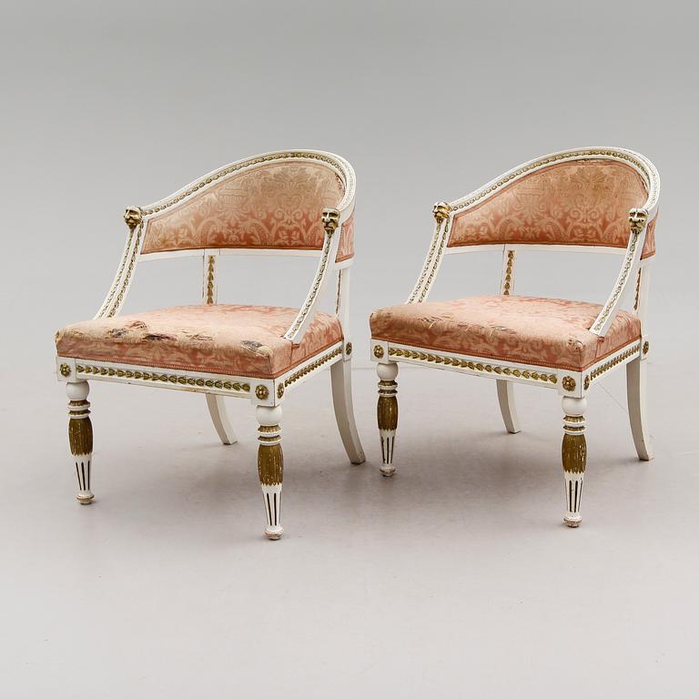 BALJFÅTÖLJER, 1 par, sengustaviansk stil, 1900-talets början.