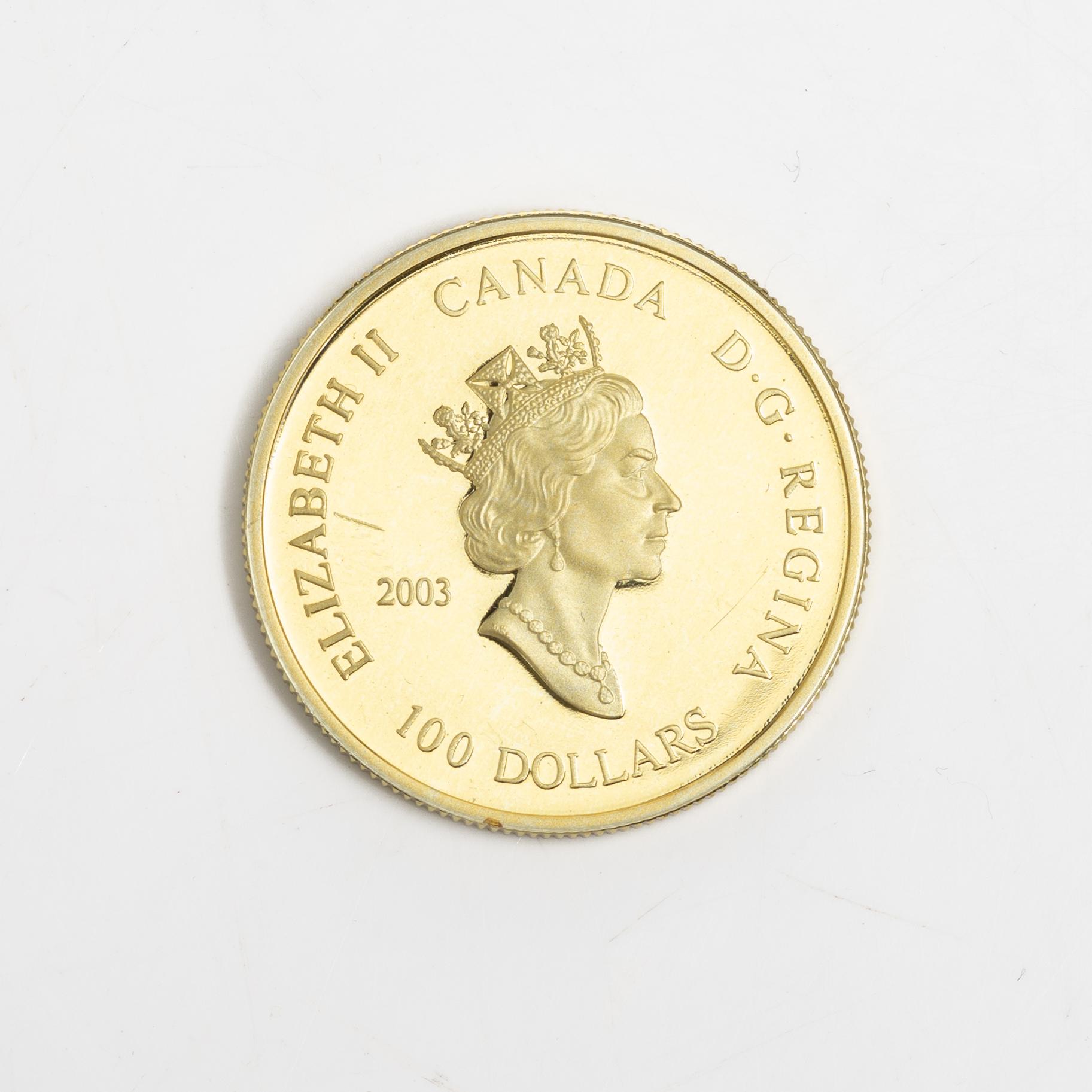 Coin, 14K gold, 100 dollars, Canada 2003, Royal Canadian Mint.