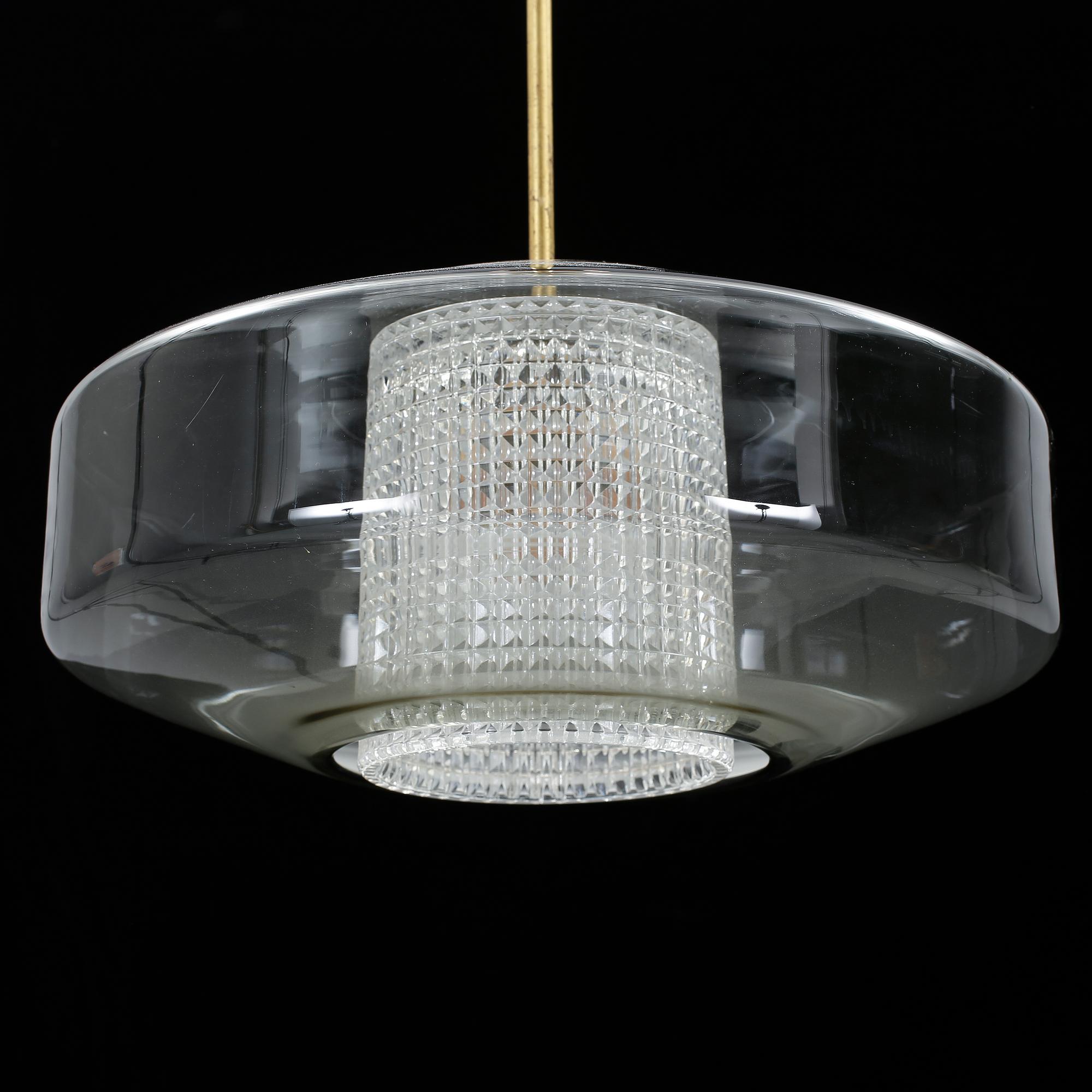 TAKLAMPA, Orrefors, Carl Fagerlund, 1960-tal.