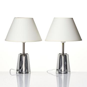 Carl Fagerlund, a pair of table lamps model "RD 1635", Orrefors, 1950s-60s.