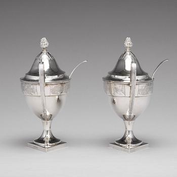 A pair of Baltic sugar-bowls and spoons, mark of Johann Gottfried Möring, Reval (1790-1818 (1820)).