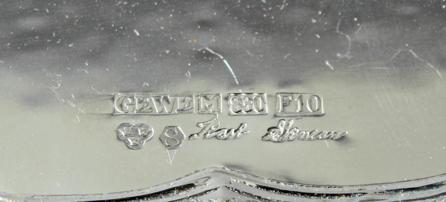 KAFFESERVIS, 4 delar. Silver, rokokostil. GEWE, 1900-talets andra hälft.
