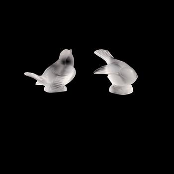 FIGURINER, 2 st, glas, Lalique, Frankrike, 1900-talets andra hälft.