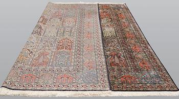 A silk Kashmir carpet, 286 x 265 cm.