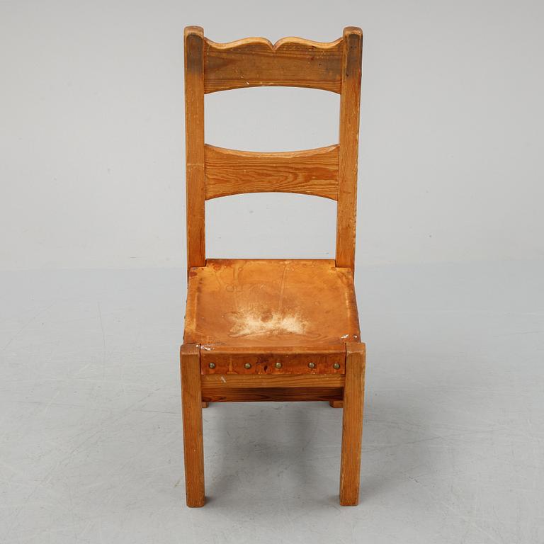 Six pine chairs, mid 20th Century.