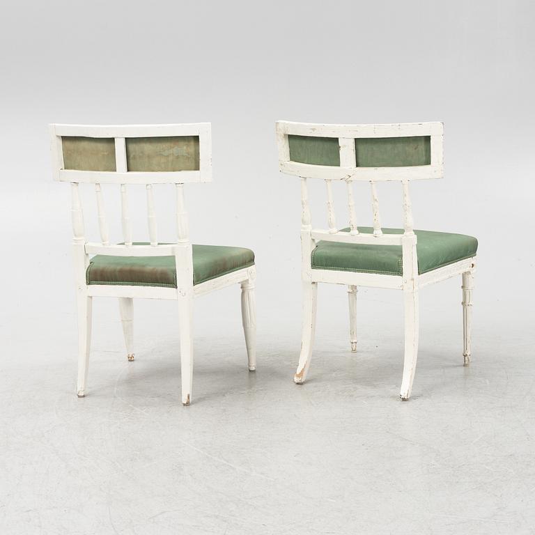 Two similar late Gustavian chairs, around the year 1800.