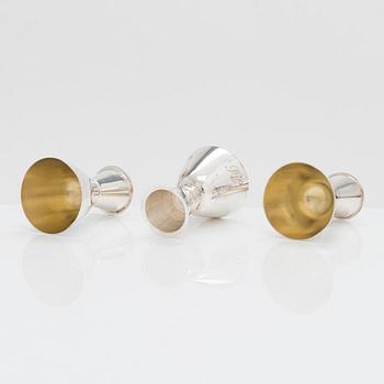 Tapio Wirkkala, pikareita, 6 kpl, hopeaa, TW 329, Kultakeskus, Hämeenlinna 1960-70-luku.