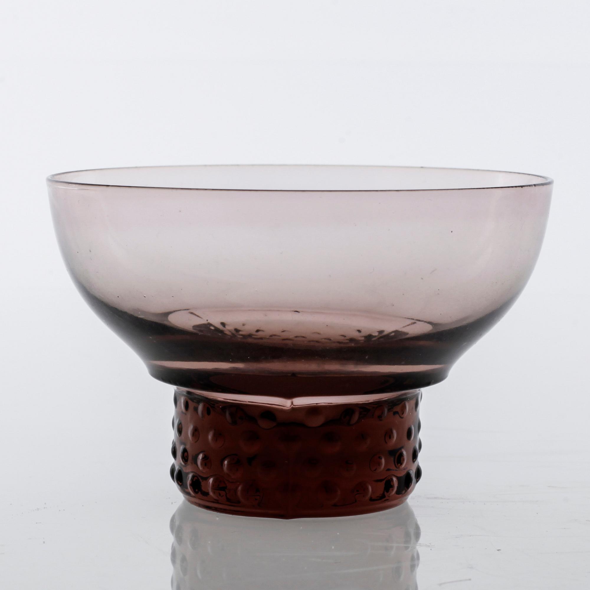 DESSERTSKÅLAR, 16 st, "Tarantella", Glimma Glasbruk, omkring 1900-talets mitt.