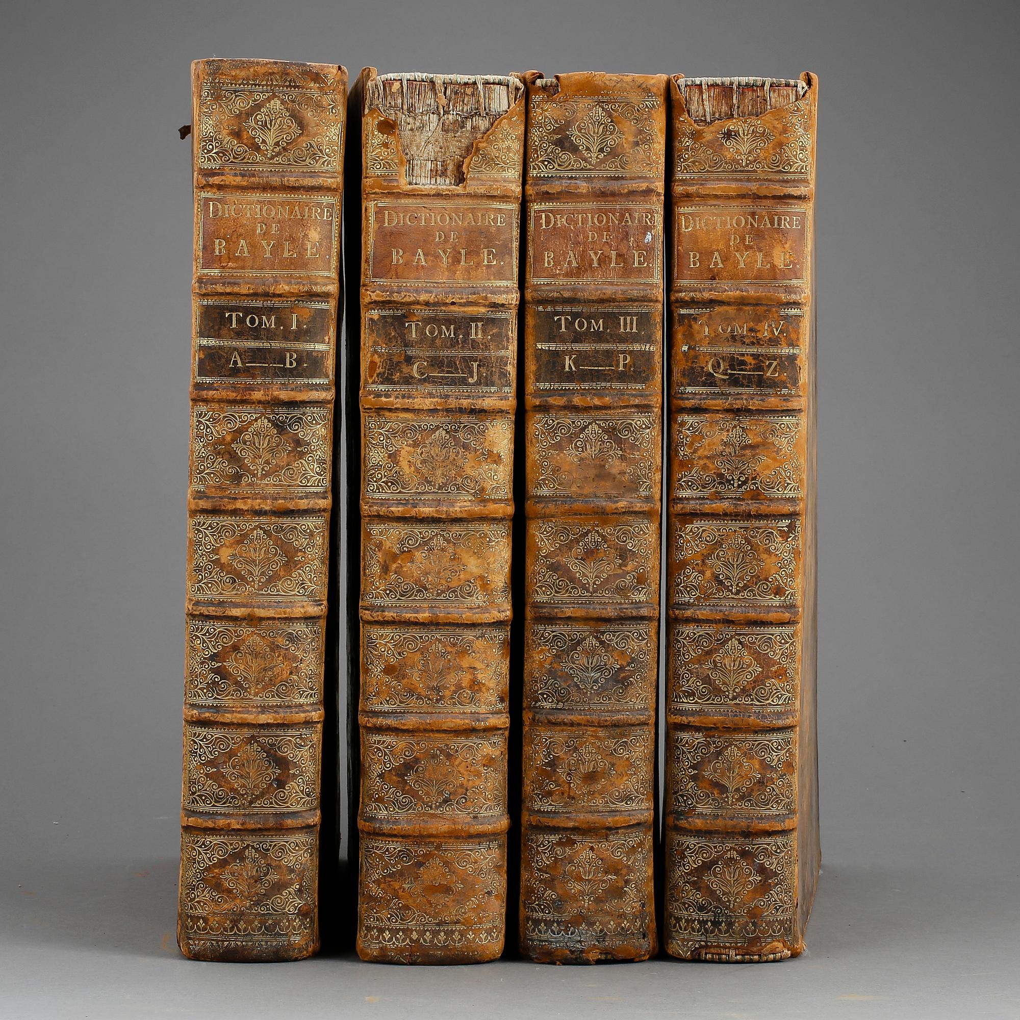 PIERRE BAYLE, 4 vol, Dictionaire Historique et Critique, I-IV, Amsterdam 1740.