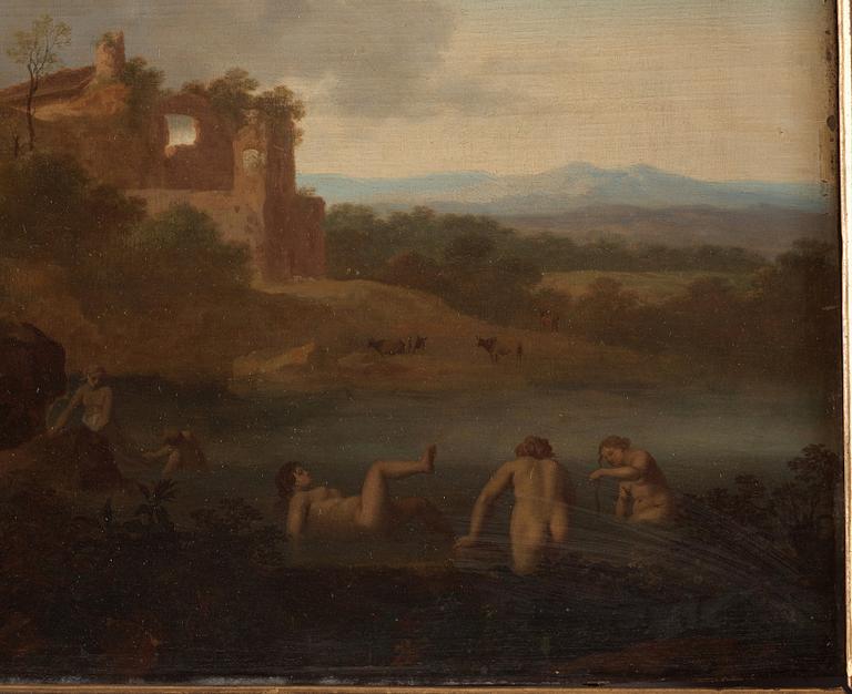 Cornelis van Poelenburgh tillskriven, Badande nymfer.