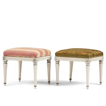93. A pair of Gustavian stools by J. E. Höglander (master in Stockholm 1777-1813).