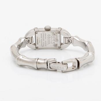 Gucci wristwatch 6800L Bamboo, stainless steel with diamonds, approx 16 x 20 mm, quartz.
