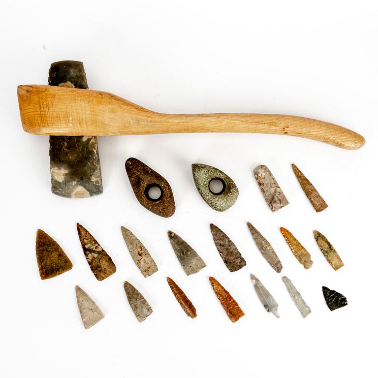 A collection of twenty five neolithic objects.