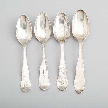 MATSKEDAR, 4 st, silver, svenska stämplar, omkring år 1800. Vikt ca 163 gram.