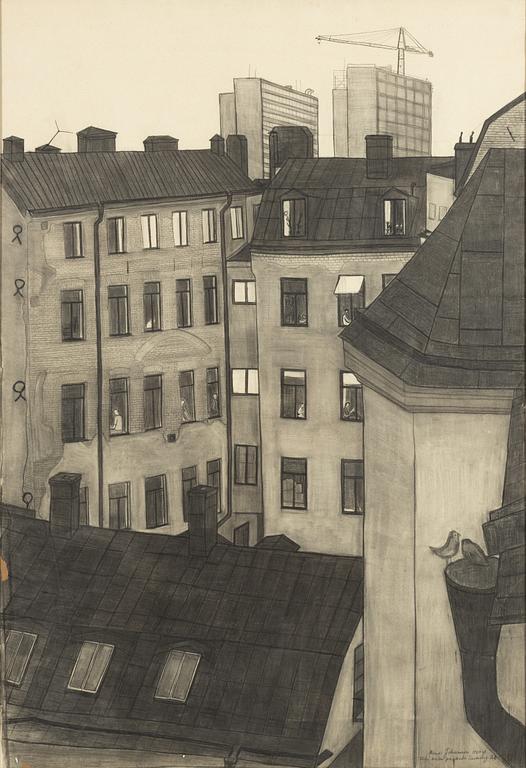 Mona Johansson, choal/pencil, signed and dated 1960-61.