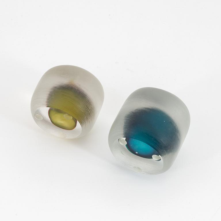 Paolo Venini, two 'Inciso' glass objects/paper weights, Venini, Murano, Italy.