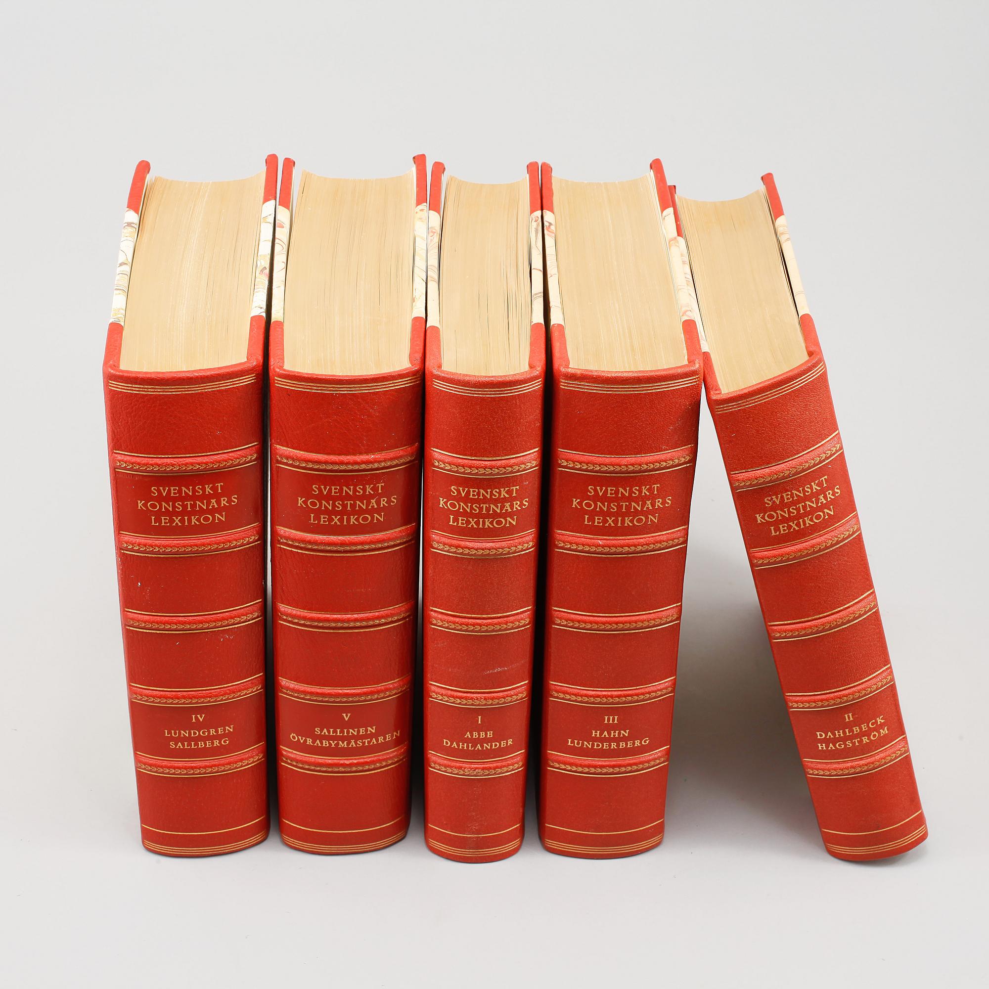 BÖCKER, 5 volymer, Svenskt Konstnärslexikon I-V, Allhems Förlag, 1952-1967.