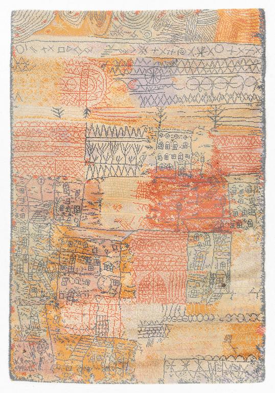 Paul Klee, rug, "Florentinisches villenviertel". Pile woven with a mechanical ground. Based on an artwork from 1926. Approx. 200 x 145 cm.