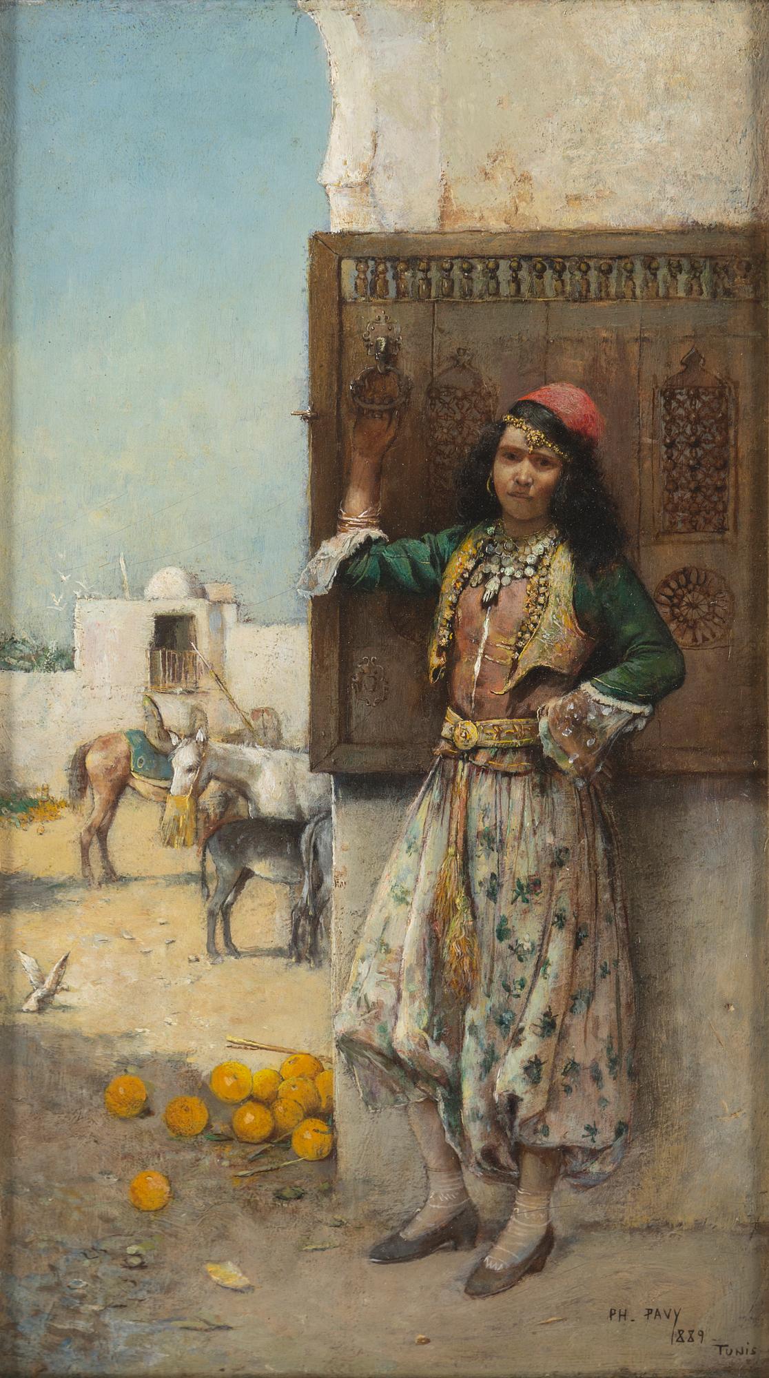 PHILIPPE PAVY, attributed to oil on panel, signed and dated Tunis, 1889.