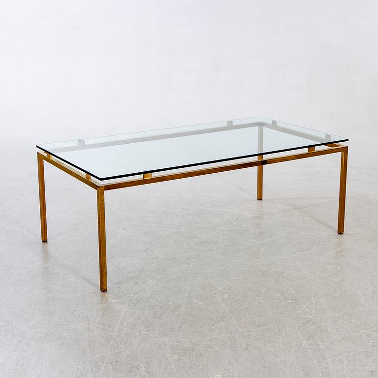 Coffee table, 1960s-70s, brass, glass.