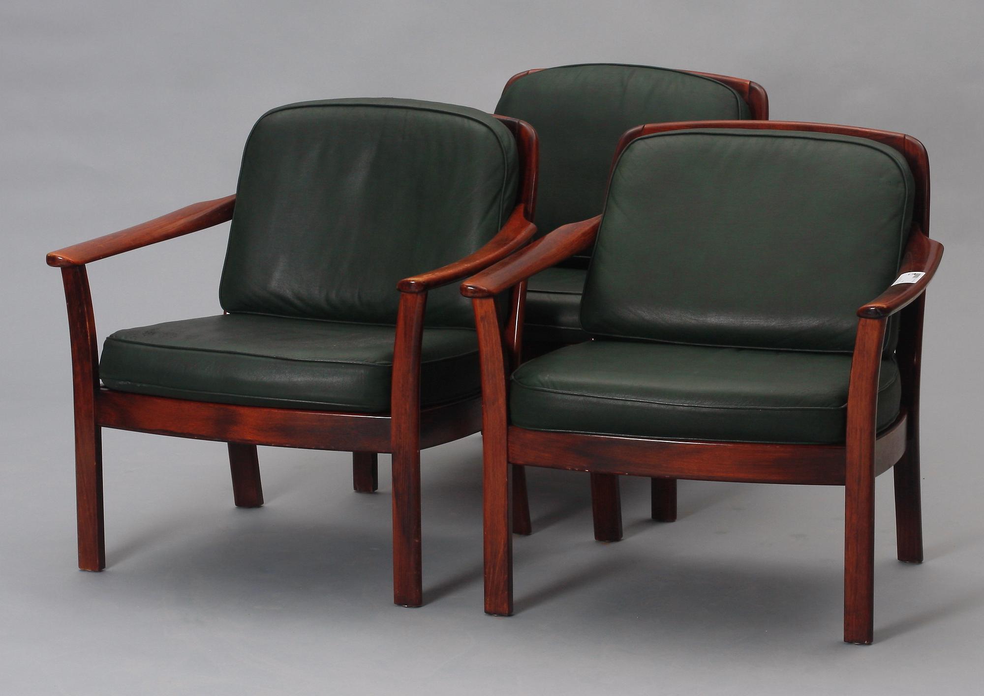 FÅTÖLJER, 3 st, Bröderna Andersson. 1960/70-tal.