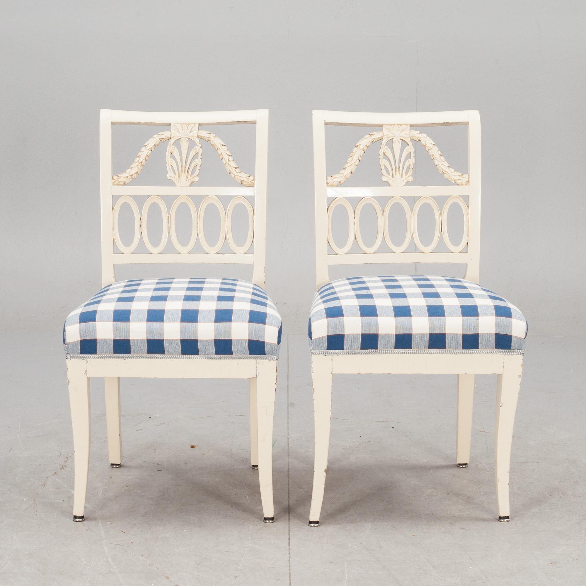 STOLAR, ett par, sengustavianska, Johannes Andersson, Lindome, en sign, omkring 1800.