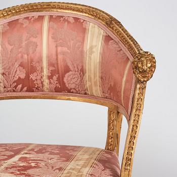 A pair of late Gustavian armchairs, late 18th century.