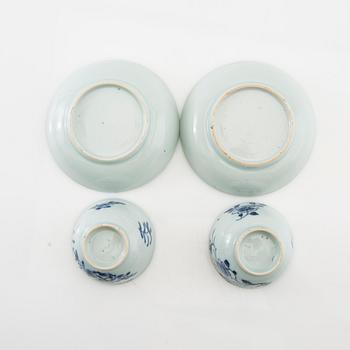 Cups with saucers, a pair, China, 18th century, porcelain.