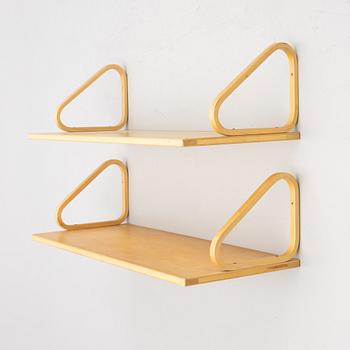 Alvar Aalto, a pair of wall shelves, model 112A, Artek, Finland, late 20th Century.