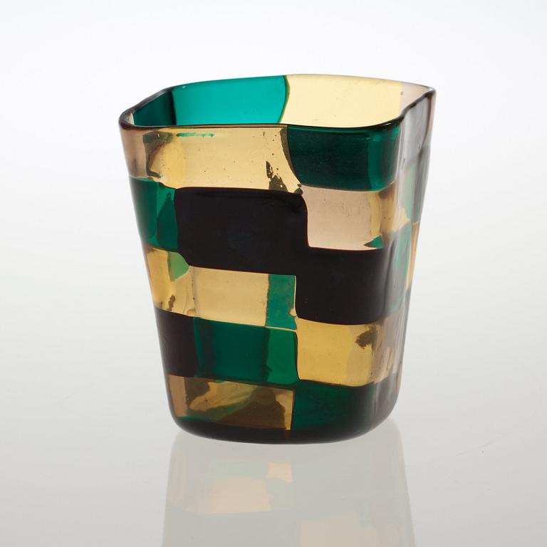 A Fulvio Bianconi 'Pezzato' square vase, Venini, Murano, Italy 1950's.