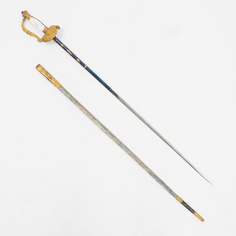 A smallsword, first half of the 19th Century, with scabbard.