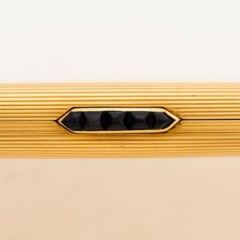 Cartier Art Deco cigarettetui 18K guld med svart emalj och safirer.