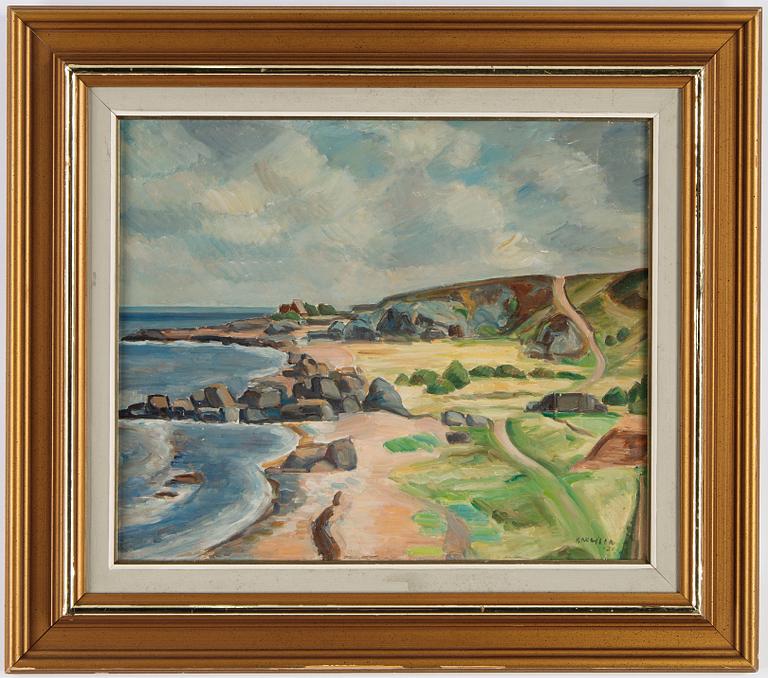 Victor Axelson, olja på pannå, signerad och daterad -29.