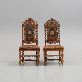 STOLAR, ett par, nyrenässans, 1800-talets andra hälft.