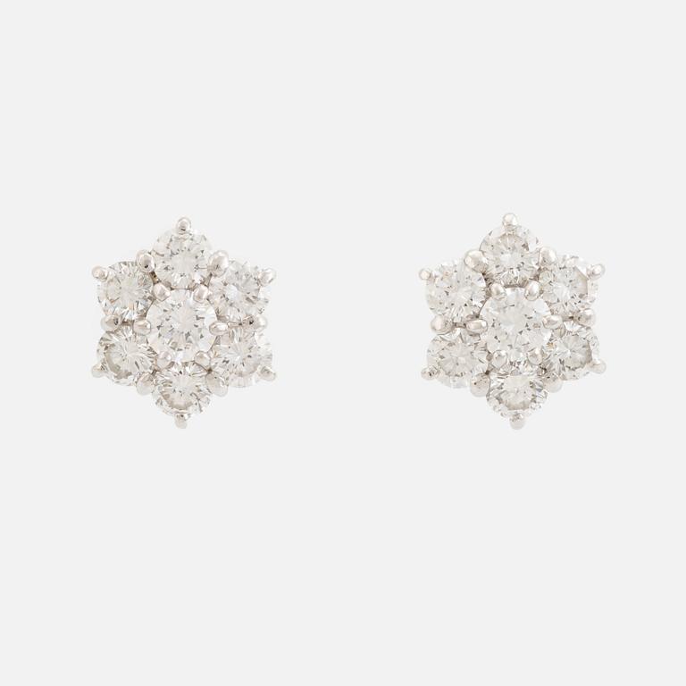 White gold and brilliant cut diamond earrings.