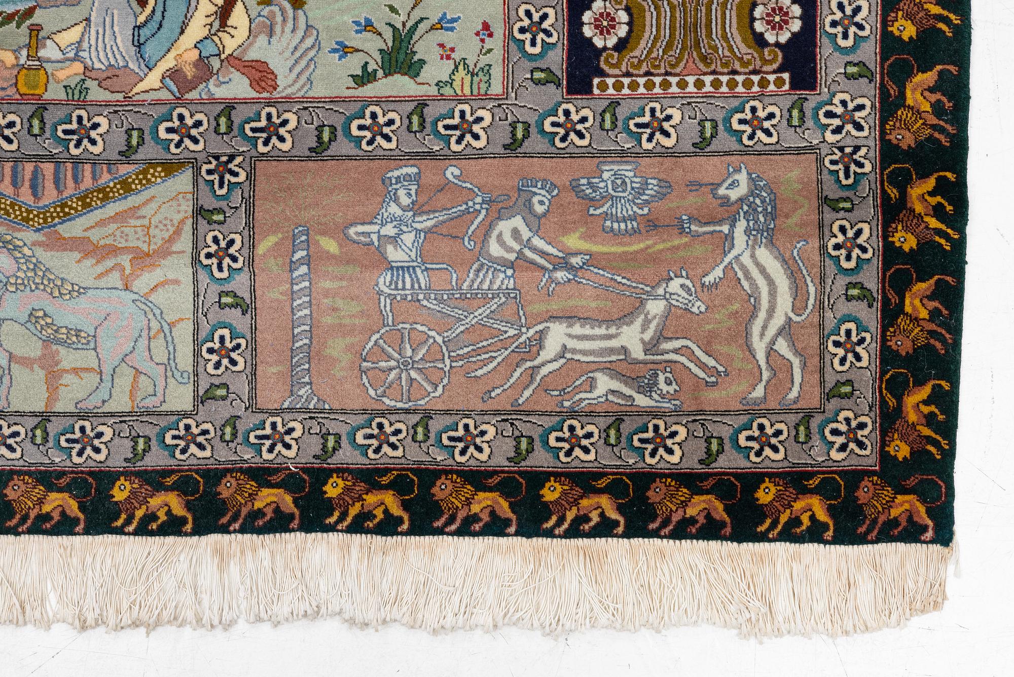 Rug, figural Tabriz, approx. 304 x 198 cm.