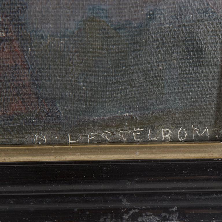 OTTO HESSELBOM, olja på duk uppklistrad på pannå. Signerad.