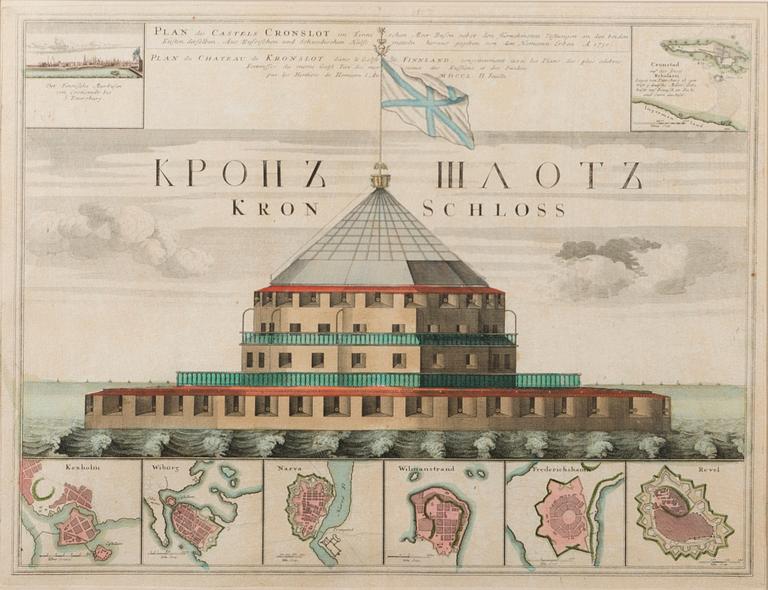 A MAP, copper engraving, "Plan des castels Cronslot, A 1750".