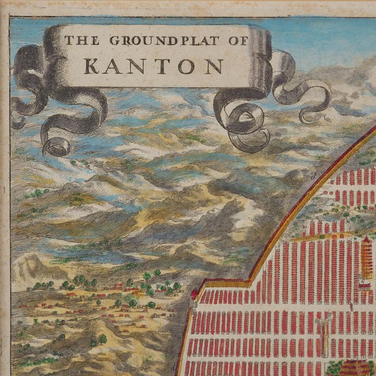 Map of Canton, engraving, 'The Groundplat of Canton', W. Bramston, 1840.