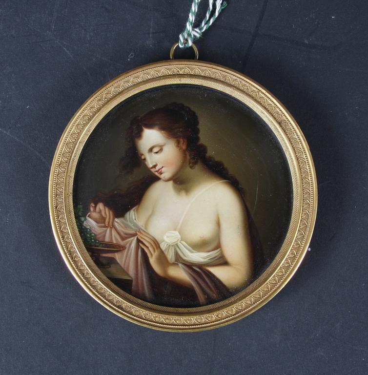 MINIATYRMÅLNING, olja, 1700/1800-tal efter Guido Reni.