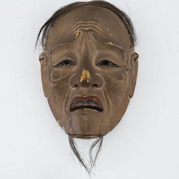 A Japanese wooden Noh mask, Edo period (1603-1868).