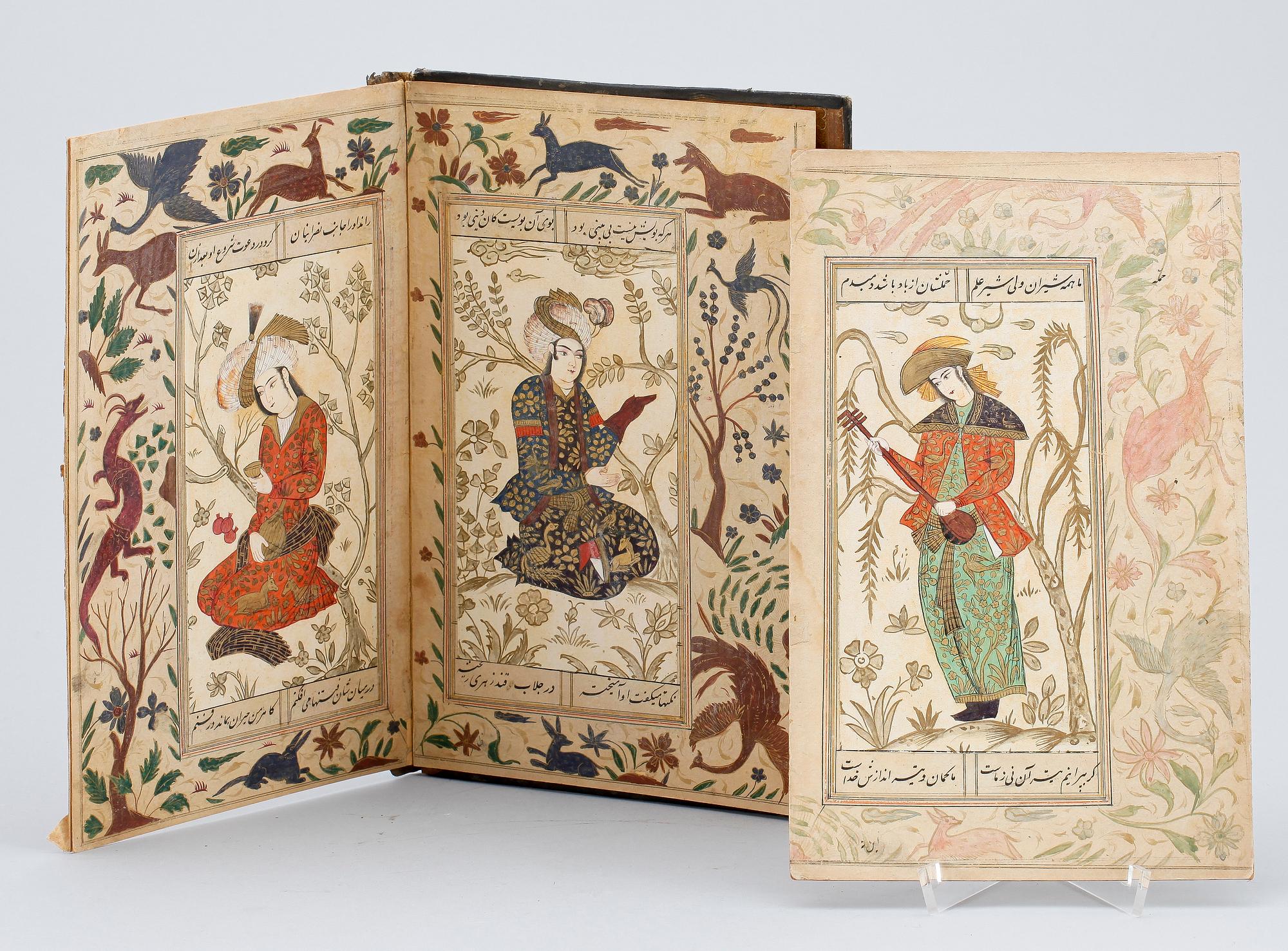 OKÄND KONSTNÄR, mapp med 6 gouacher, persien. 1800-tal.