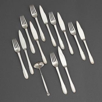 GEORG JENSEN, a sterling silver cutlery, 12+1 pc.