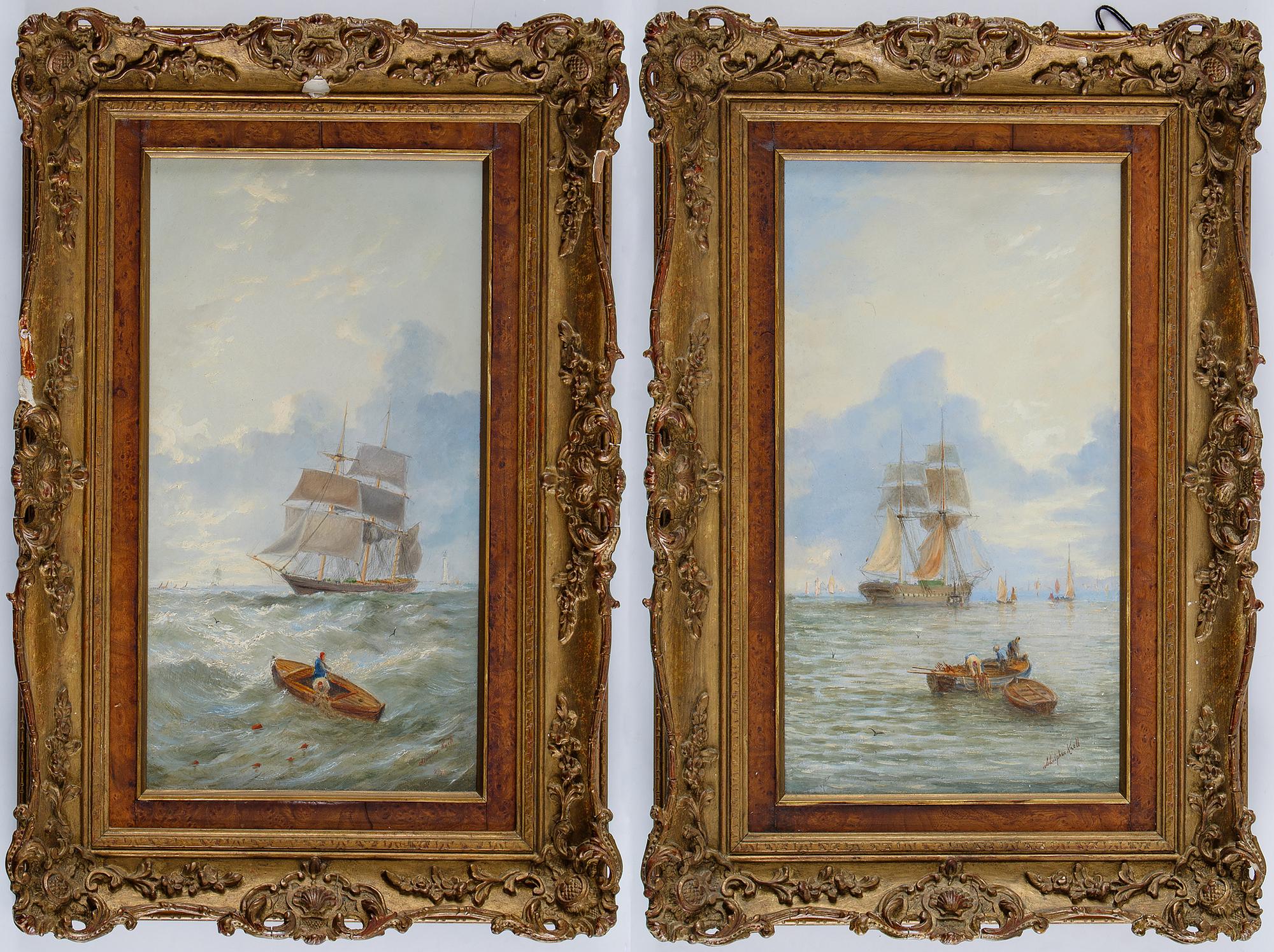 Adolphus Knell, a pair. Signed. Panels, 39 x 21 cm each.